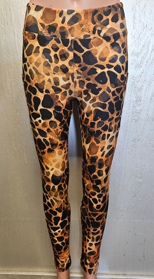 Gold Giraffe leggings, capris, and skorts with pockets