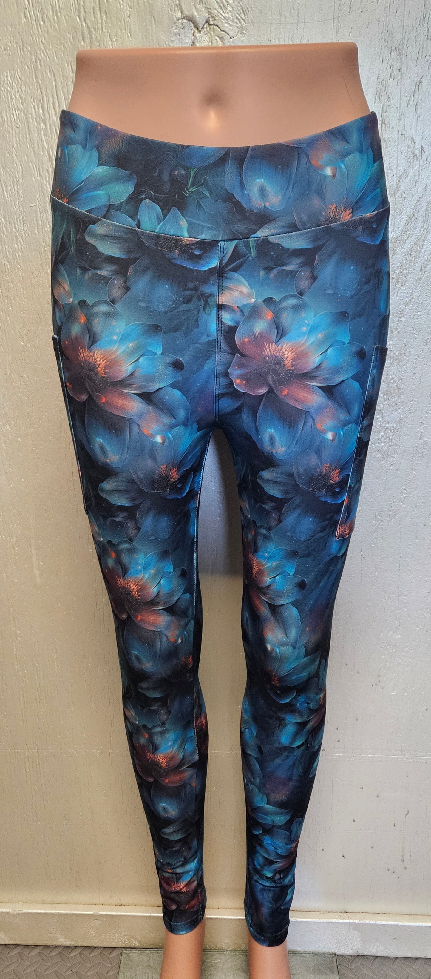 Dark Florals leggings and biker shorts with pockets