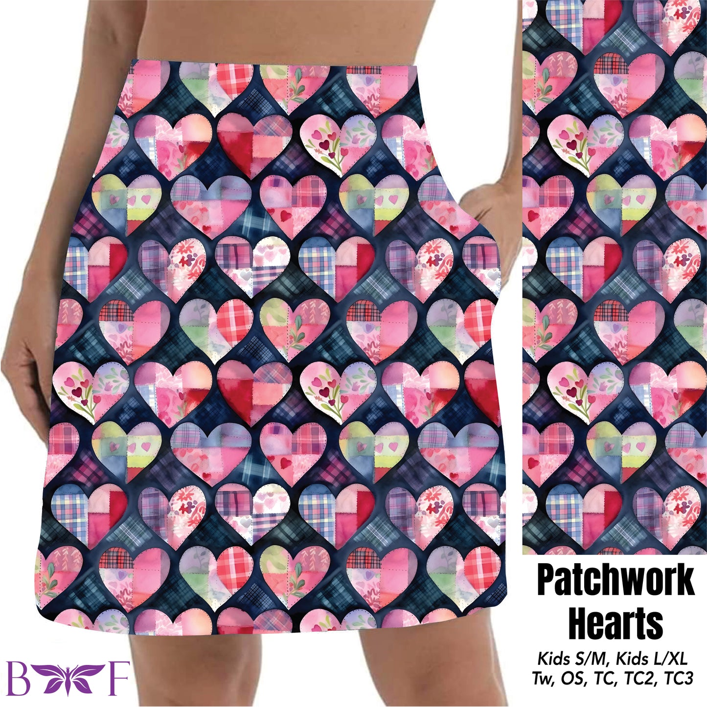 Patchwork hearts leggings and capris with pockets