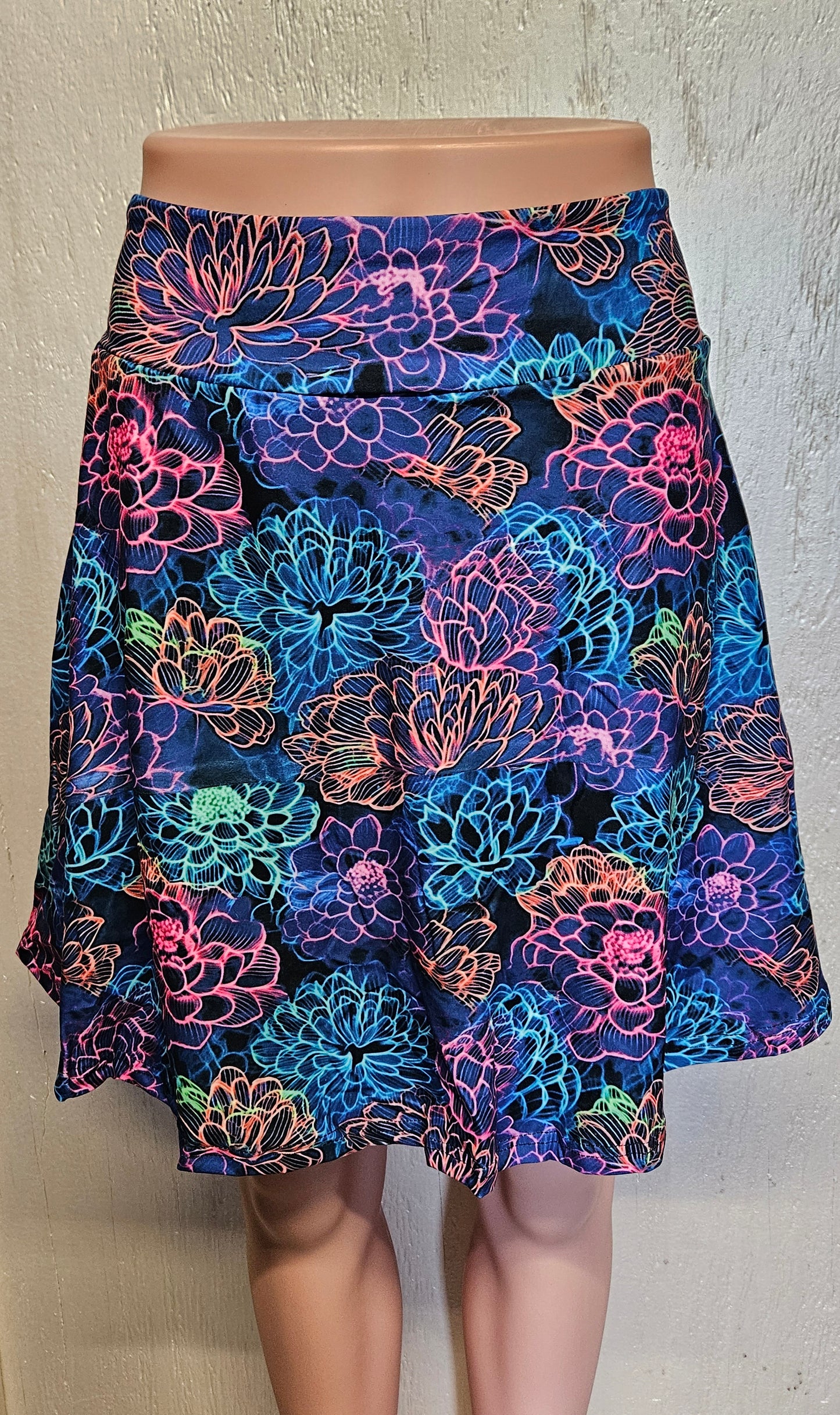 Neon Peony Doodle capris and skorts with pockets