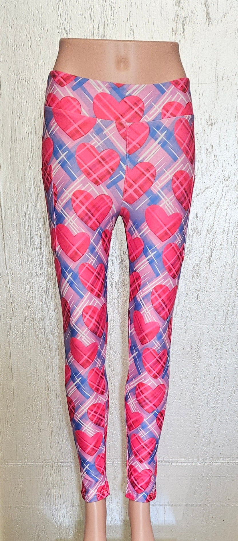 Plaid Hearts leggings and capris with pockets