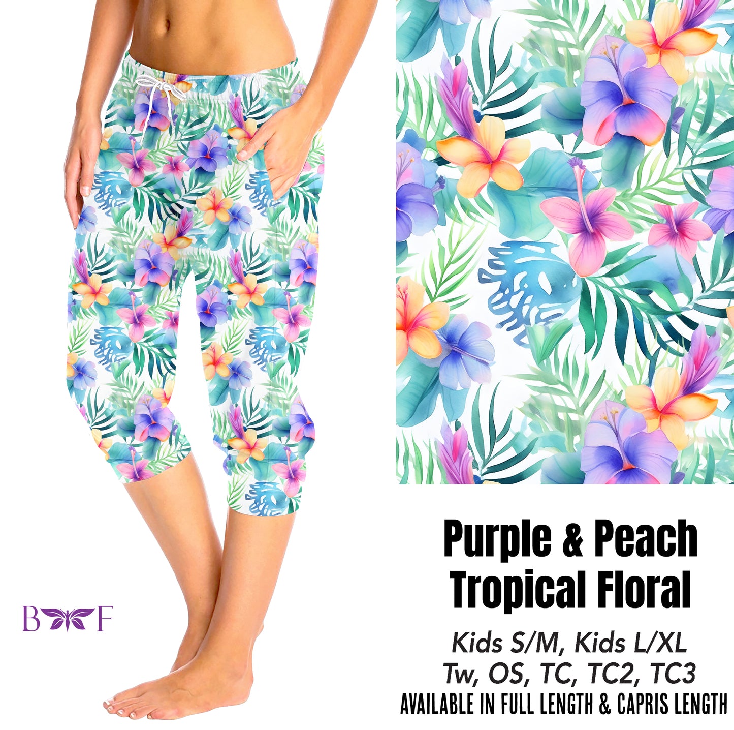 Purple & peach tropical floral preorder#0515