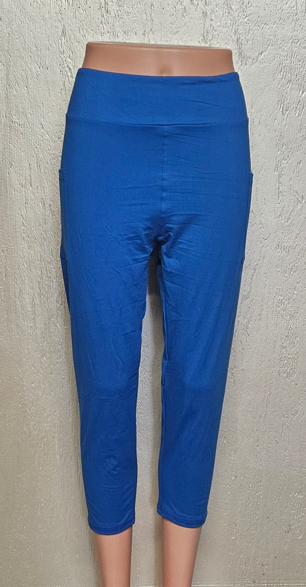 Royal Blue leggings, biker shorts and capris with pockets