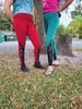 Load image into Gallery viewer, Red and Green Lace Paneled leggings with pockets