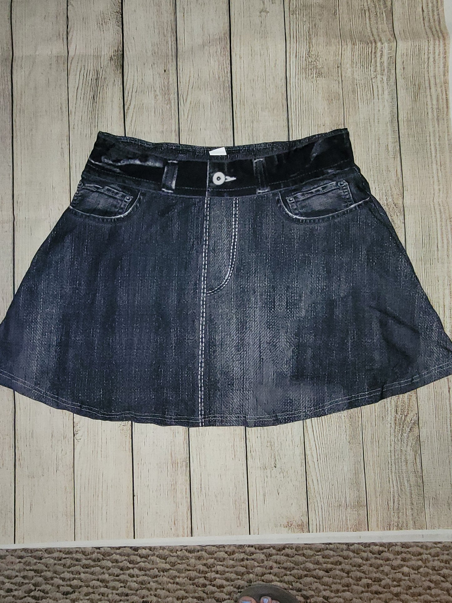 Black Faux Denim skort with pockets