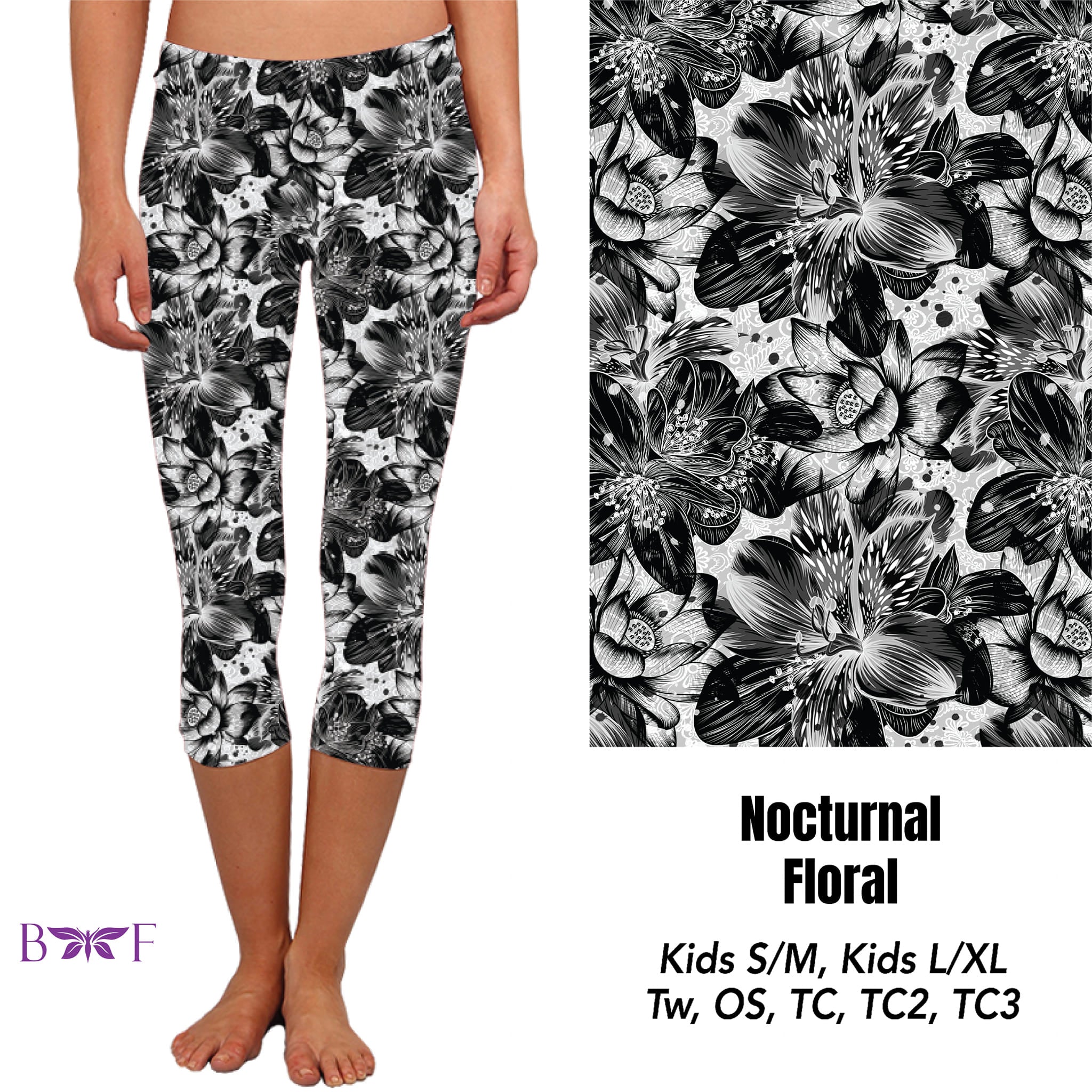 Nocturnal Floral Capris and Capri Lounge Pants