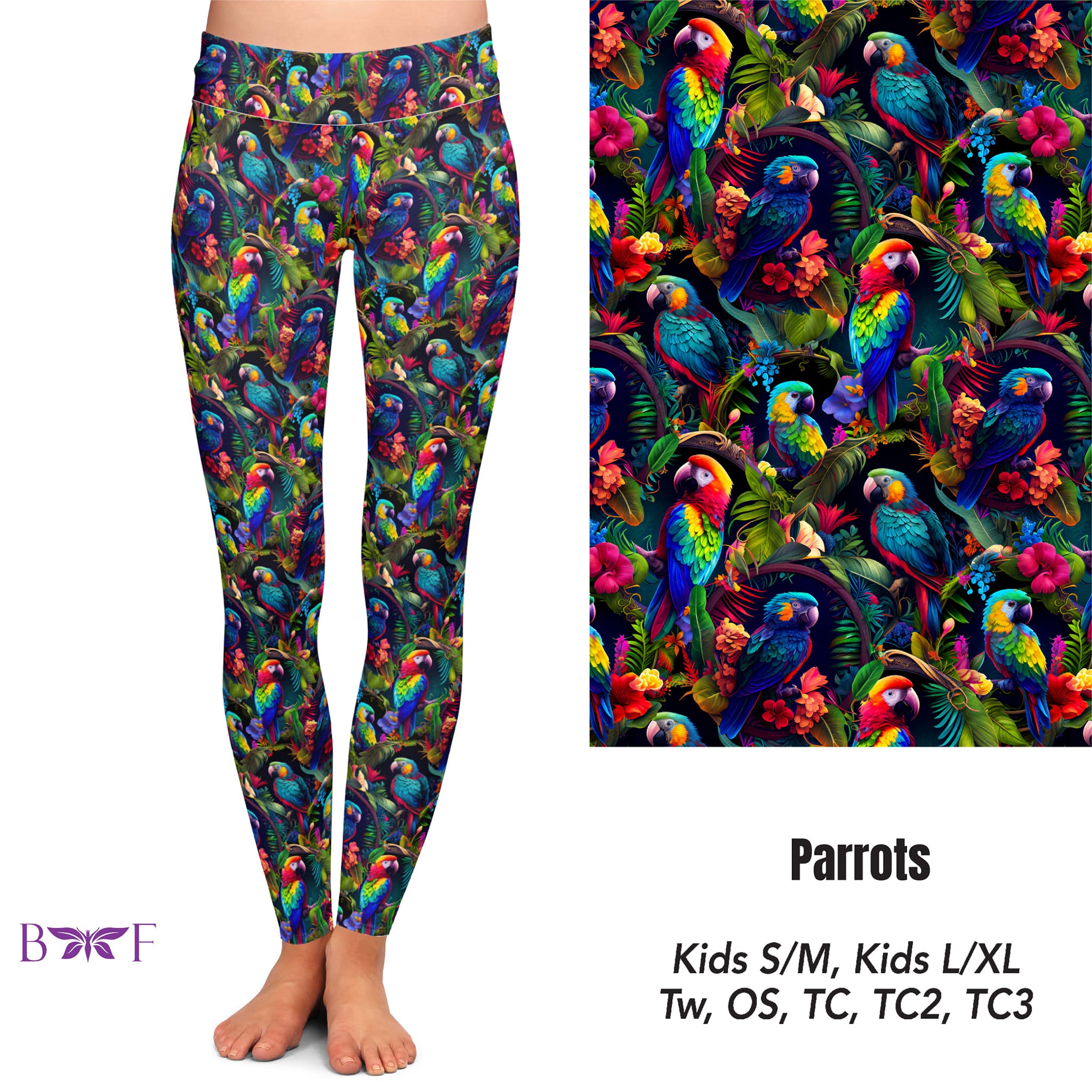 Tropical Parrot Leggings, capris, capri lounge & joggers, and shorts
