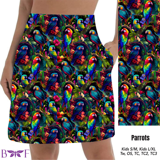 Tropical Parrot skorts with pockets