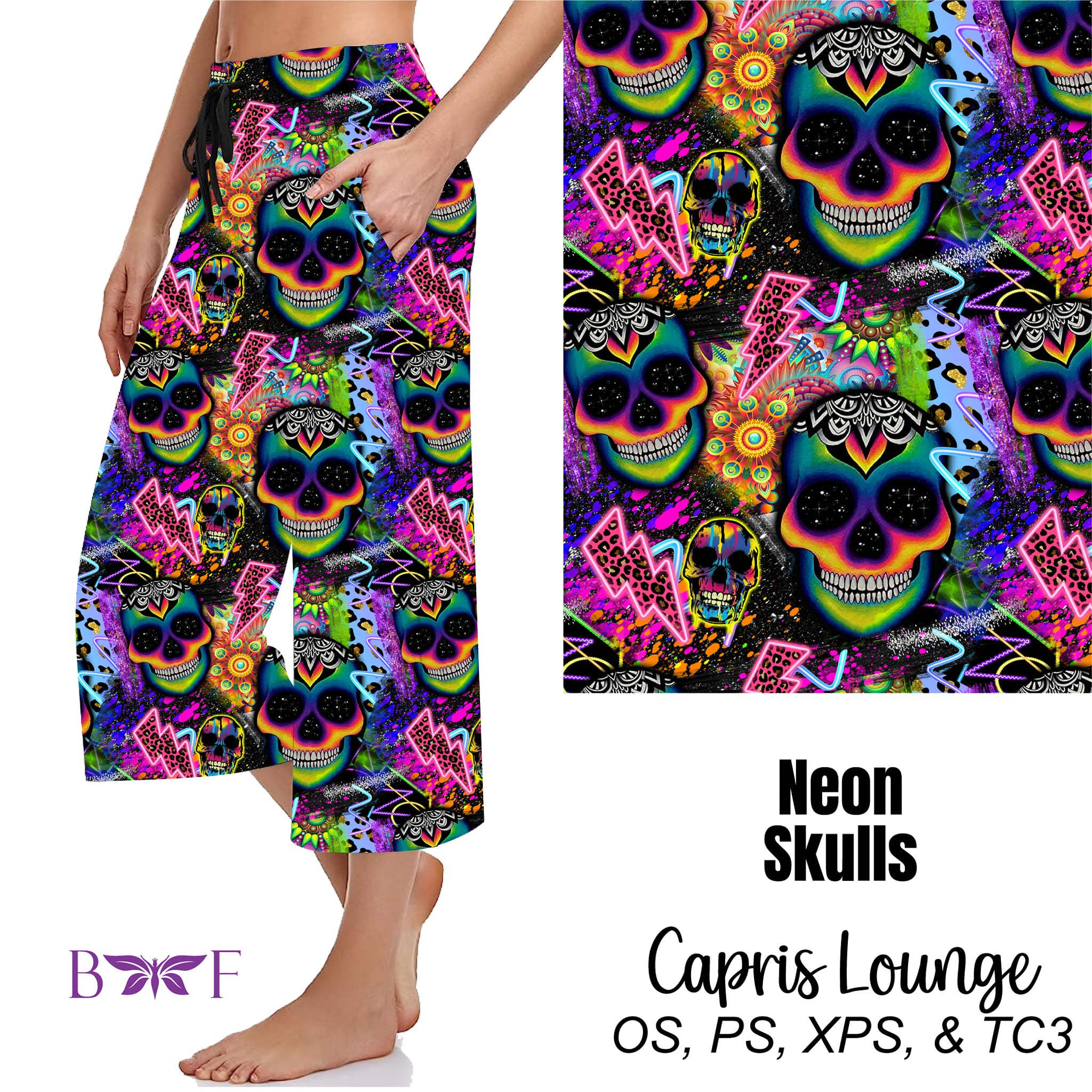 Neon Skulls Leggings & Capris