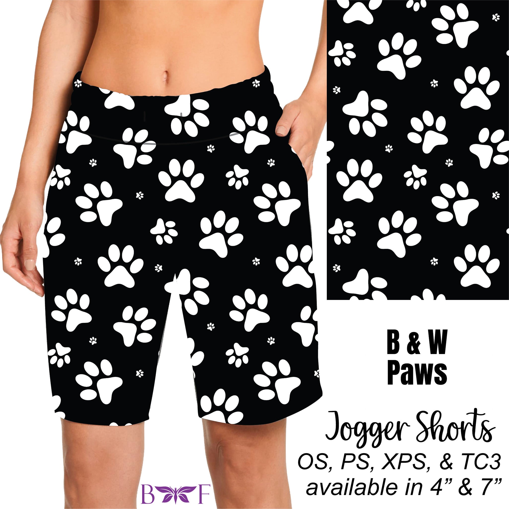 B & W Paws Leggings ,Capris and shorts
