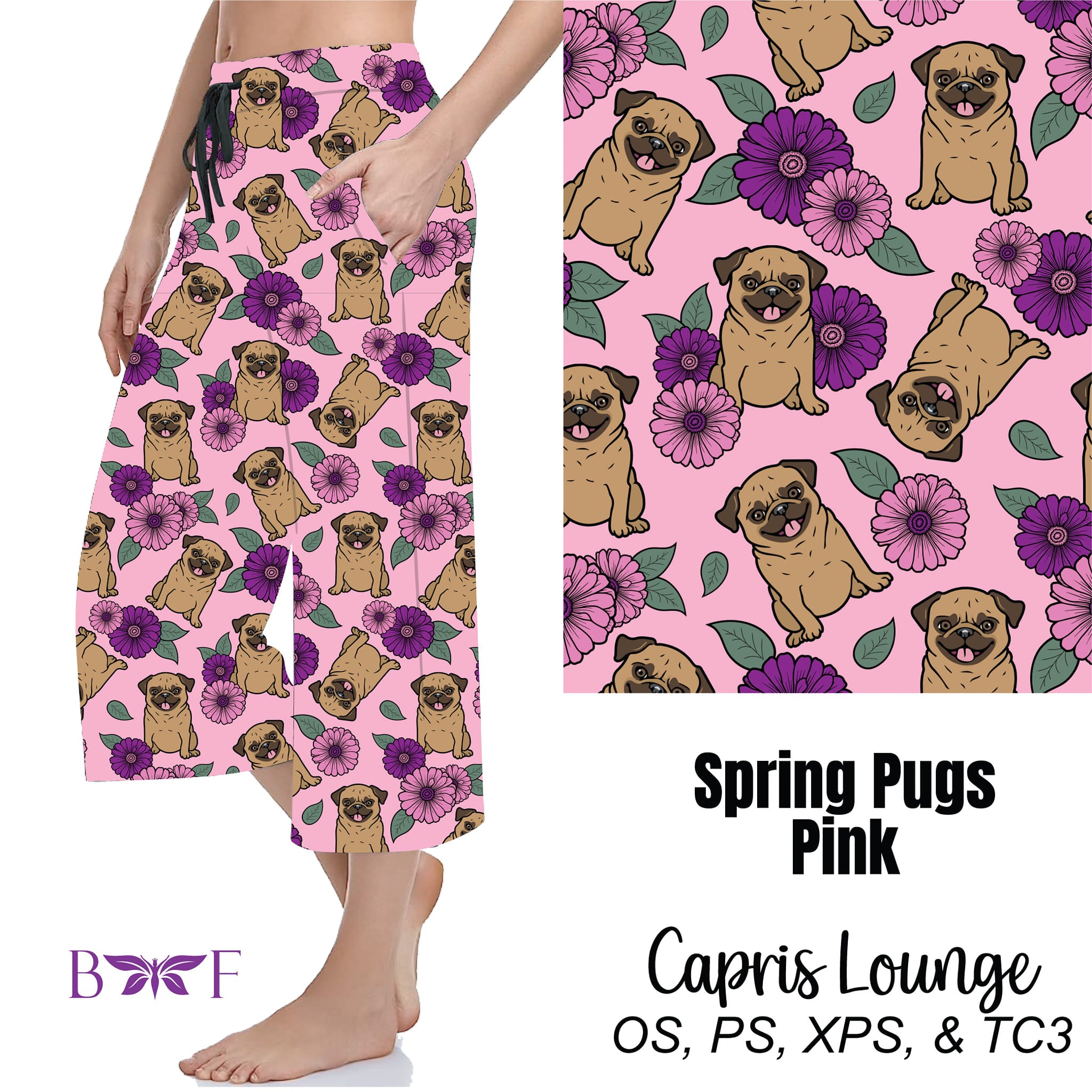 Spring Pugs Pink Leggings