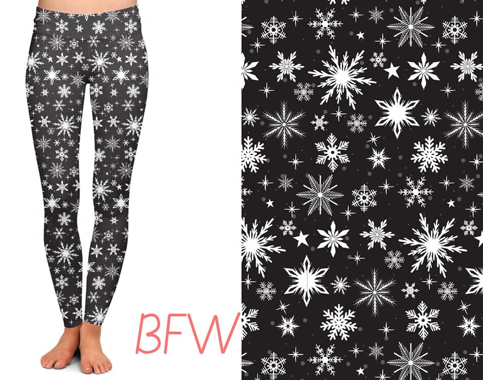 B&W Snowflakes leggings