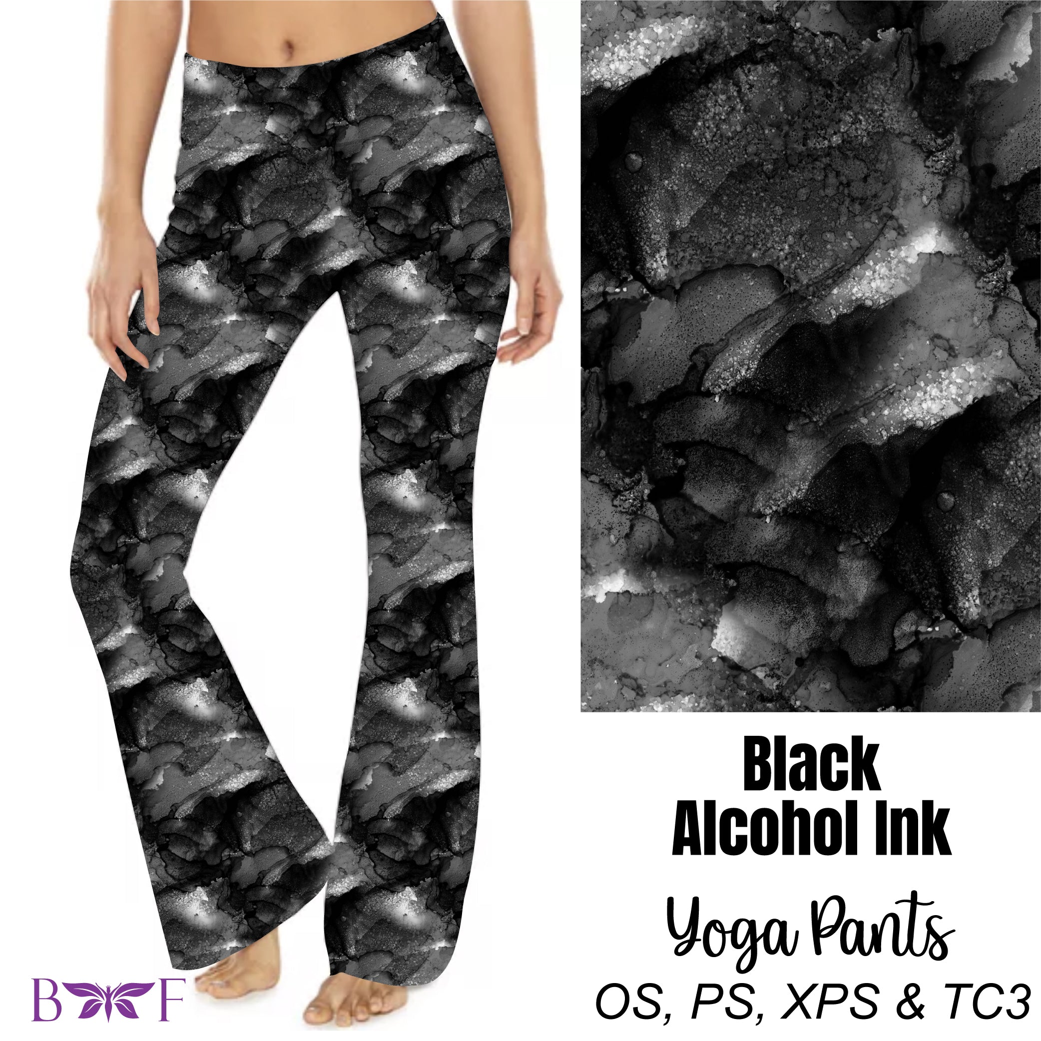 Black Alcohol Ink yoga pants