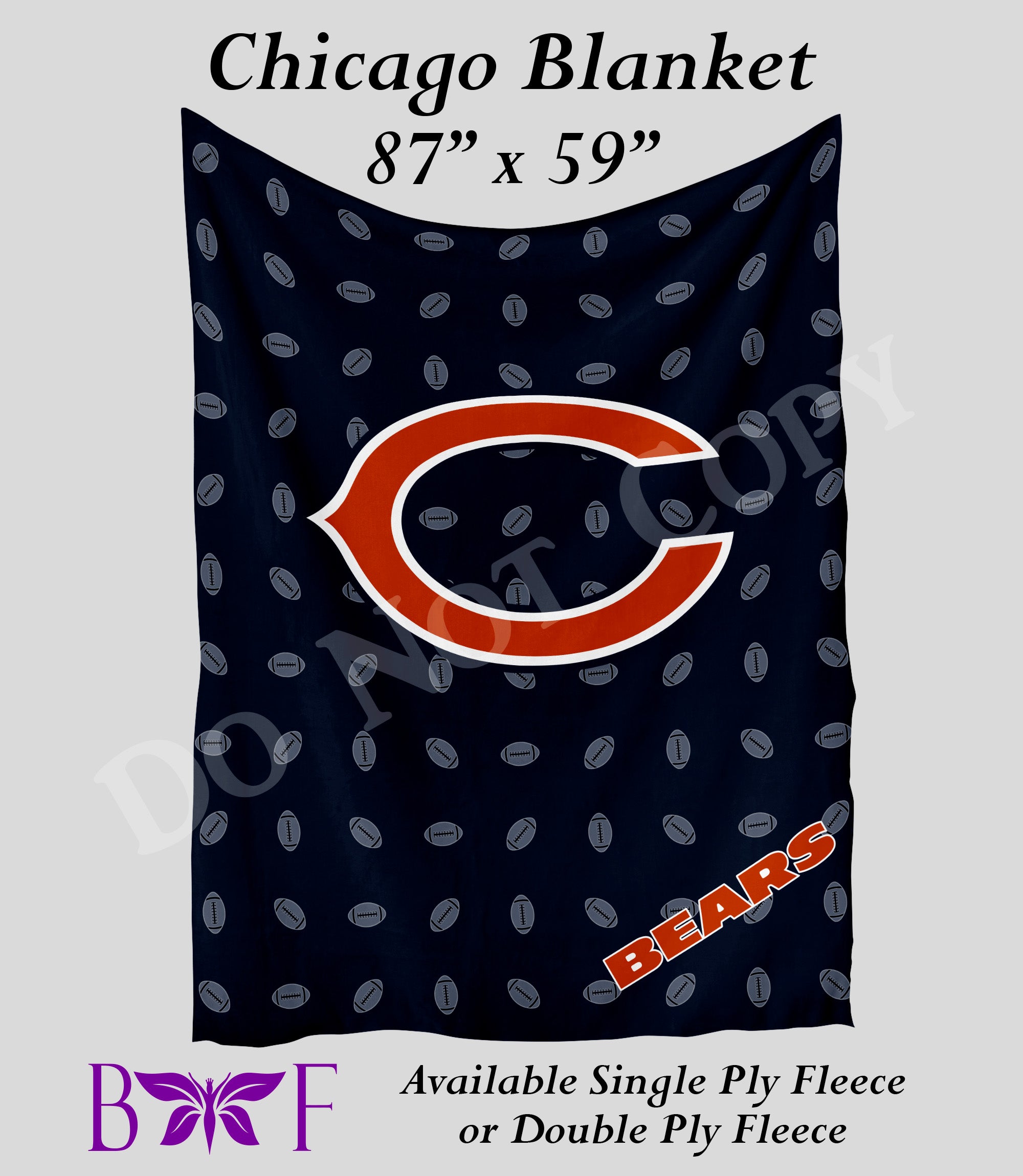 Chicago 59"x87" soft blanket available without sherpa fleece