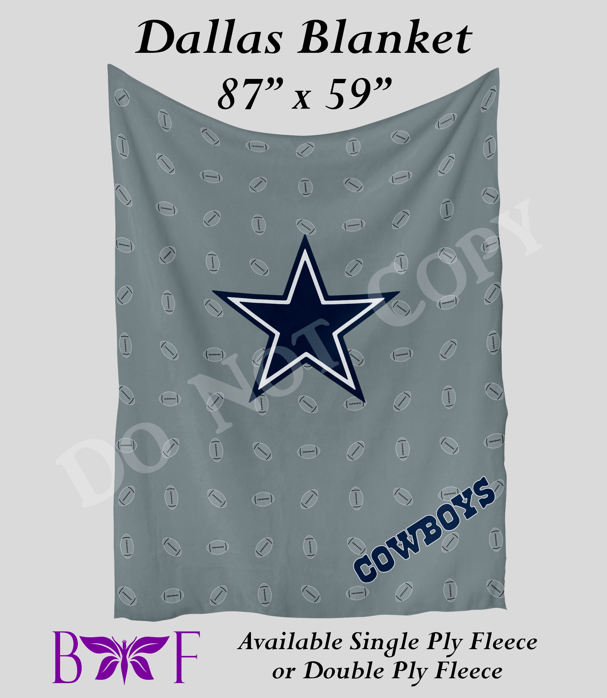 Dallas 59"x87" soft blanket available without sherpa fleece
