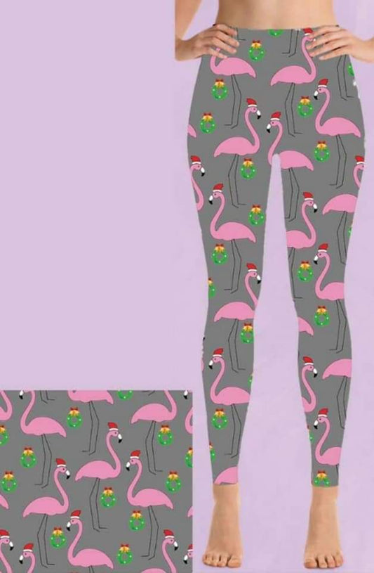 Flamingo Christmas Leggings with pockets