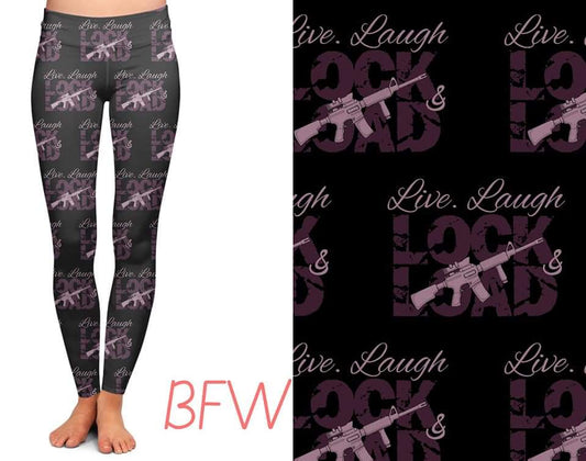 Live, Laugh, Lock & Load with pockets leggings/capris/shorts