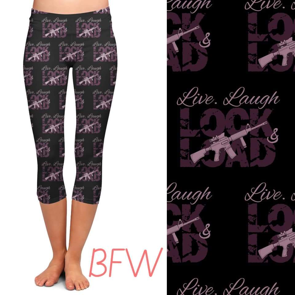 Live, Laugh, Lock & Load with pockets leggings/capris/shorts