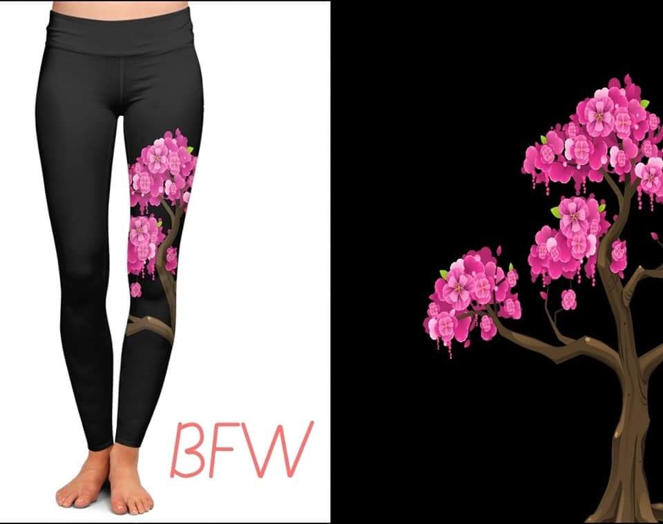 Cherry Blossoms leggings and capris with pockets