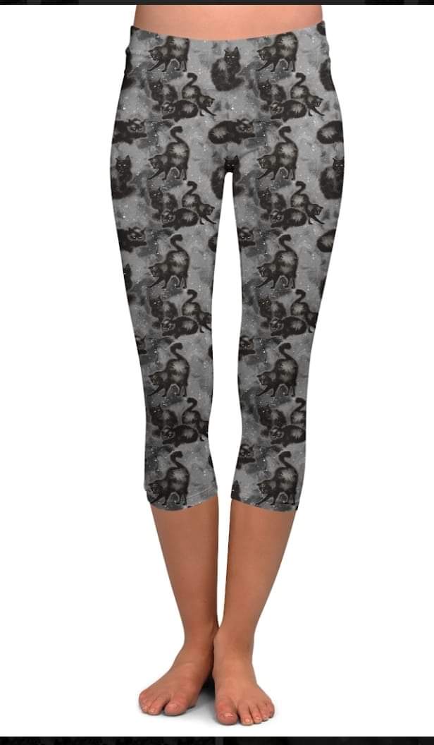 Black Cat 1 Leggings, Capris, Full and Capri length loungers and joggers