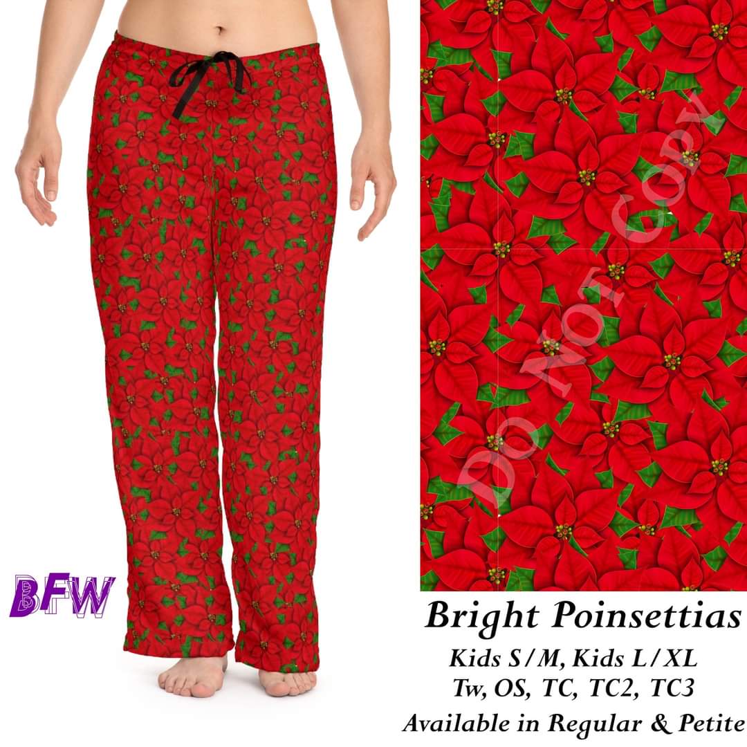 Bright poinsettias leggings and skorts
