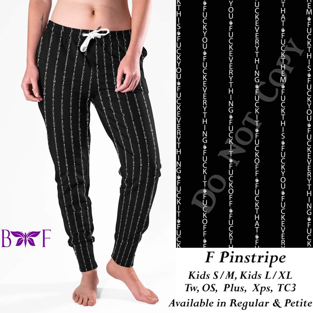 F Pinstripe leggings, Capris, Joggers and Lounger,