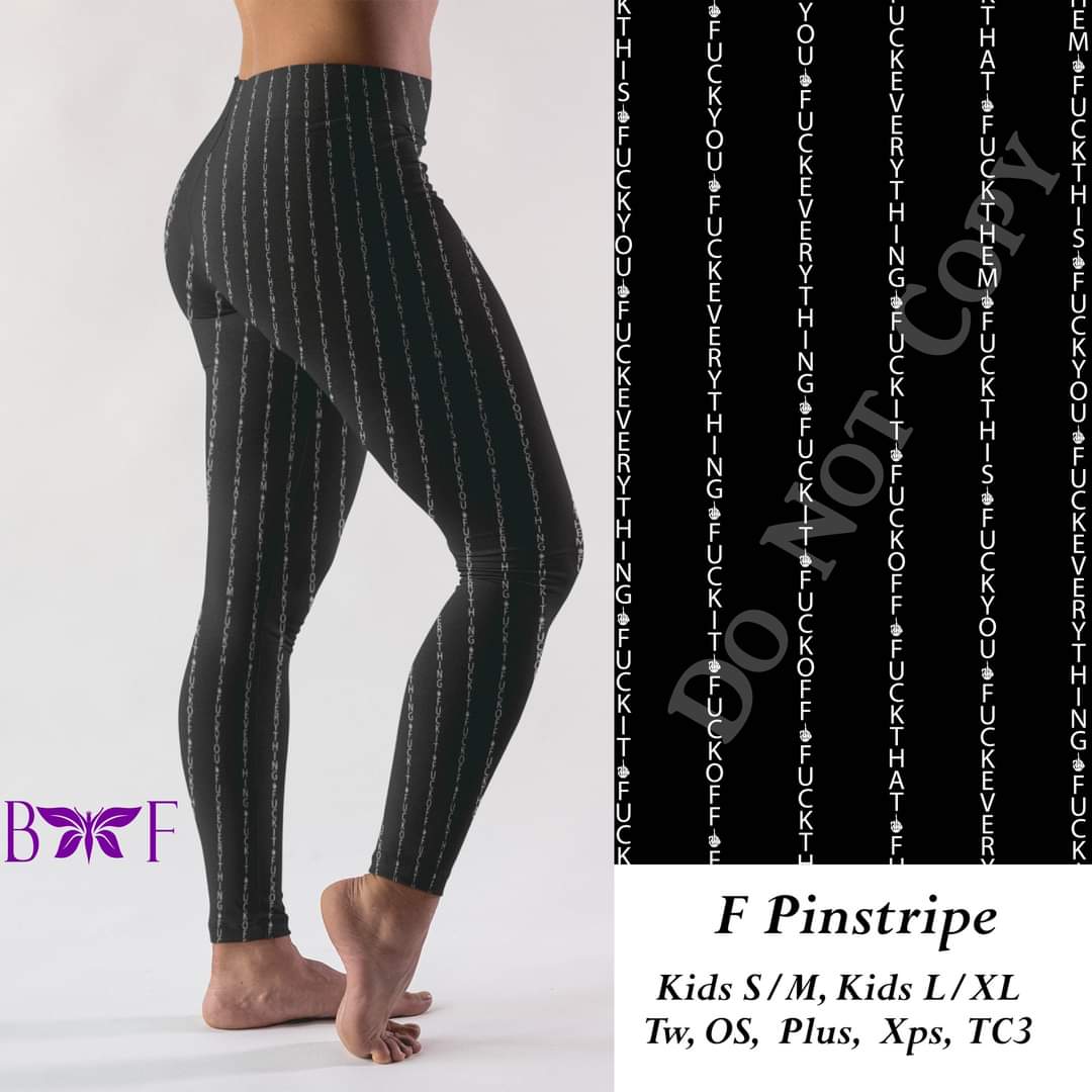 F Pinstripe leggings, Capris with pockets