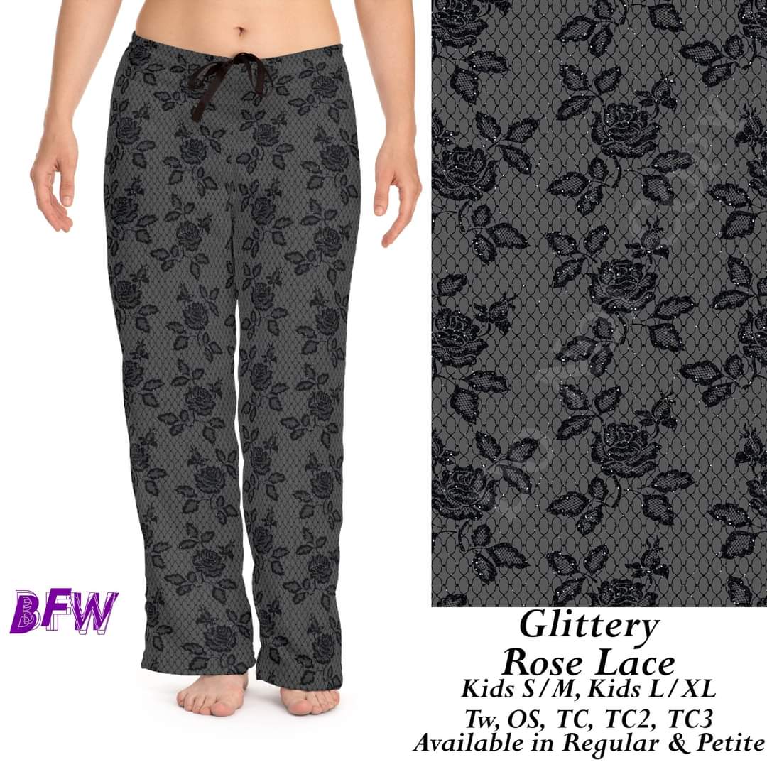 Glittery Rose Lace leggings, Capris and Loungers