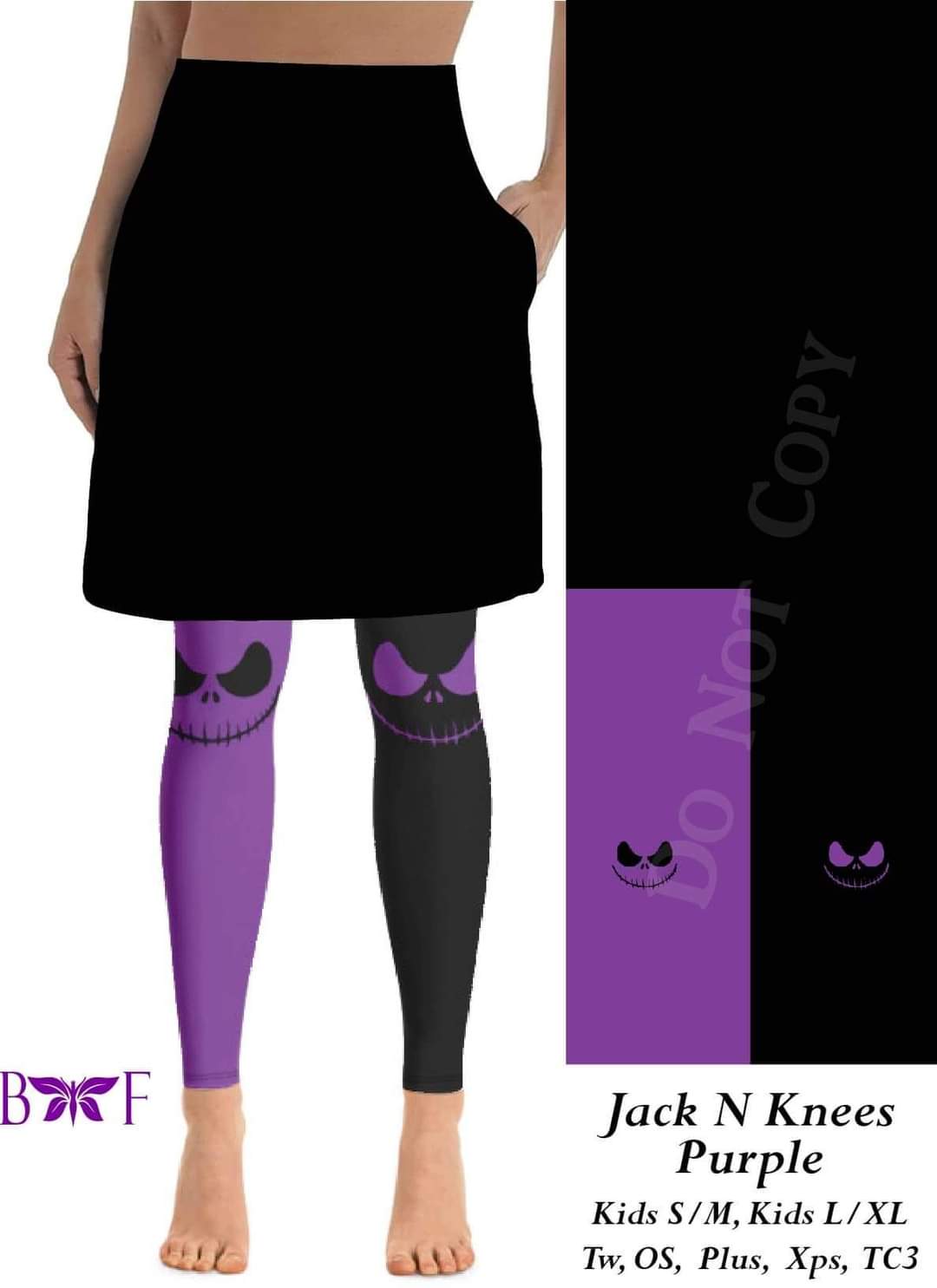 Black skirt purple jack skirted leggings