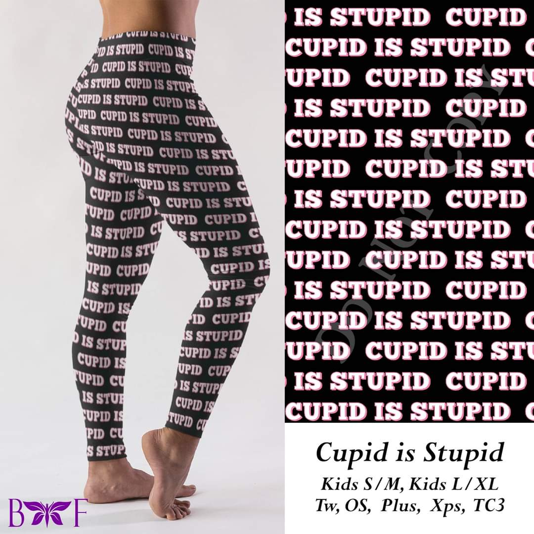 Cupid is Stupid leggings with pockets.