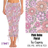 Pink Boho Floral side tie capris available with pockets