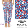 Red White and Blue Daisies Capris and Leggings