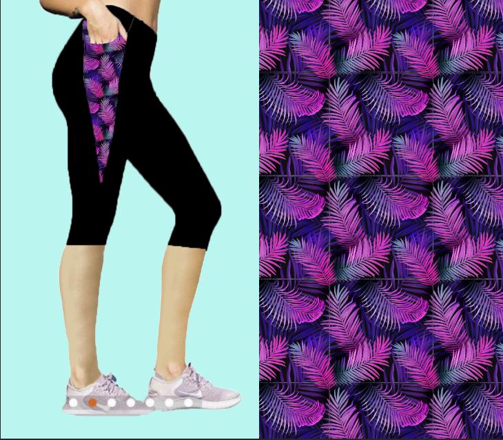 Purple Palm designer shorts with pockets