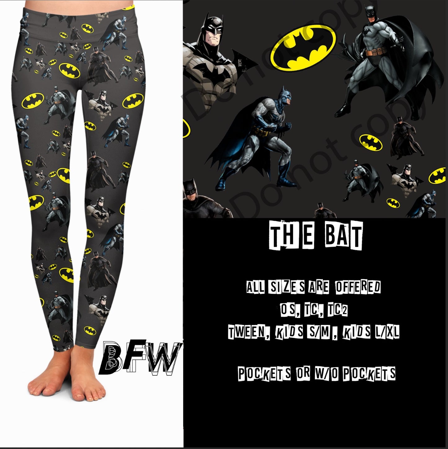 The Bat leggings, joggers, loungers, and 4"-7" jogger shorts with pockets