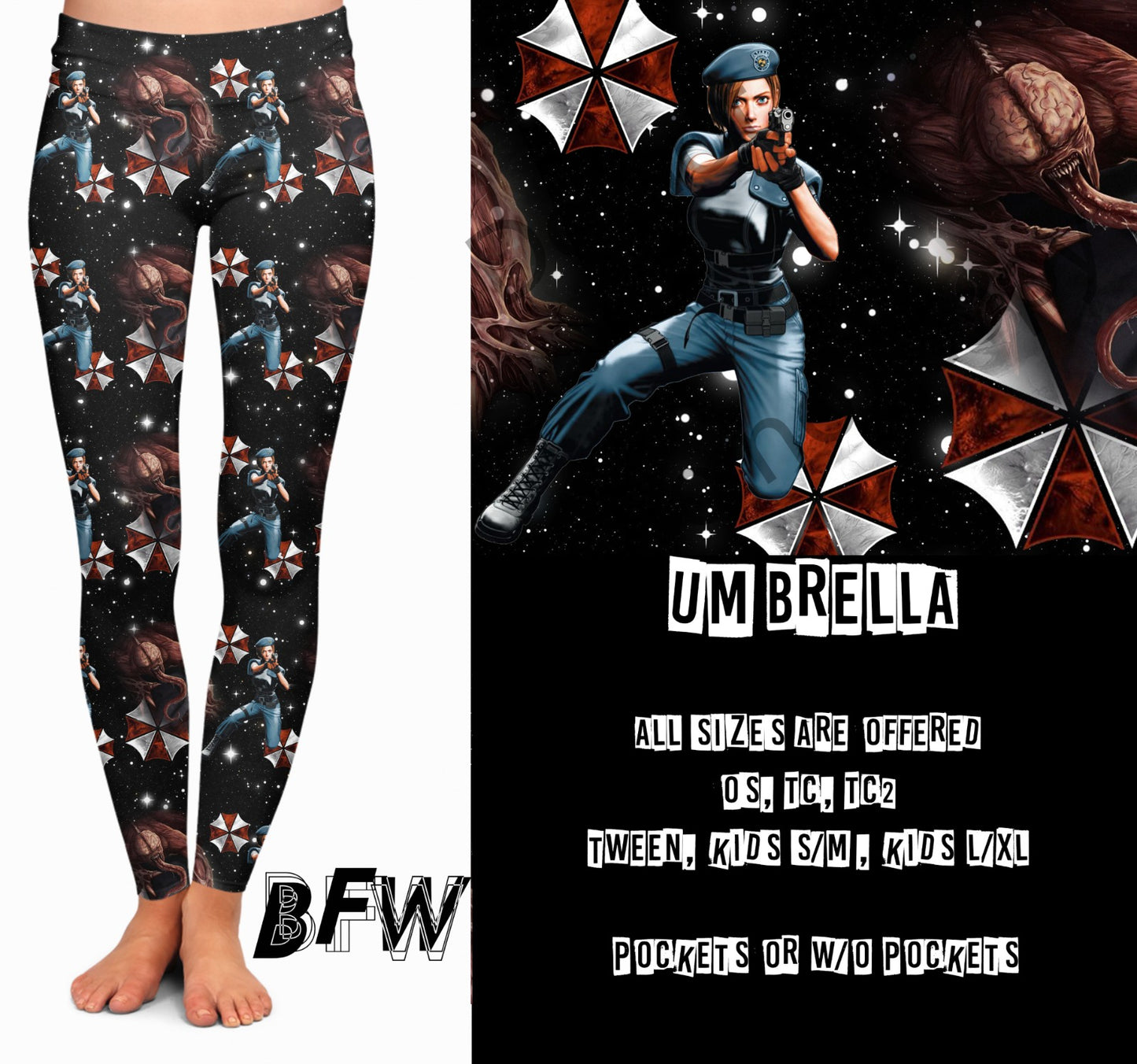 Umbrella Leggings available with and without pockets