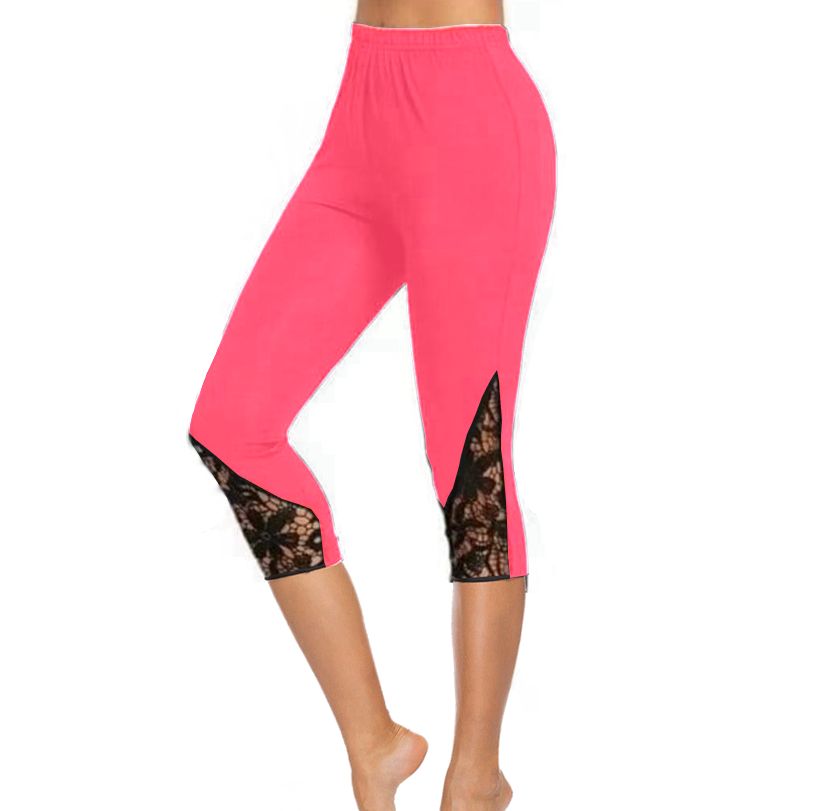 Bright Pink capris with pockets & lace inserts