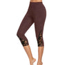 Brown capris with pockets & lace insert
