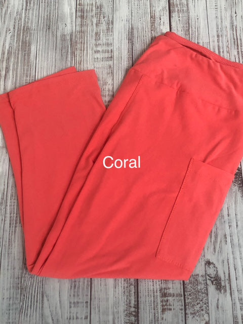 Coral capris and shorts with pockets