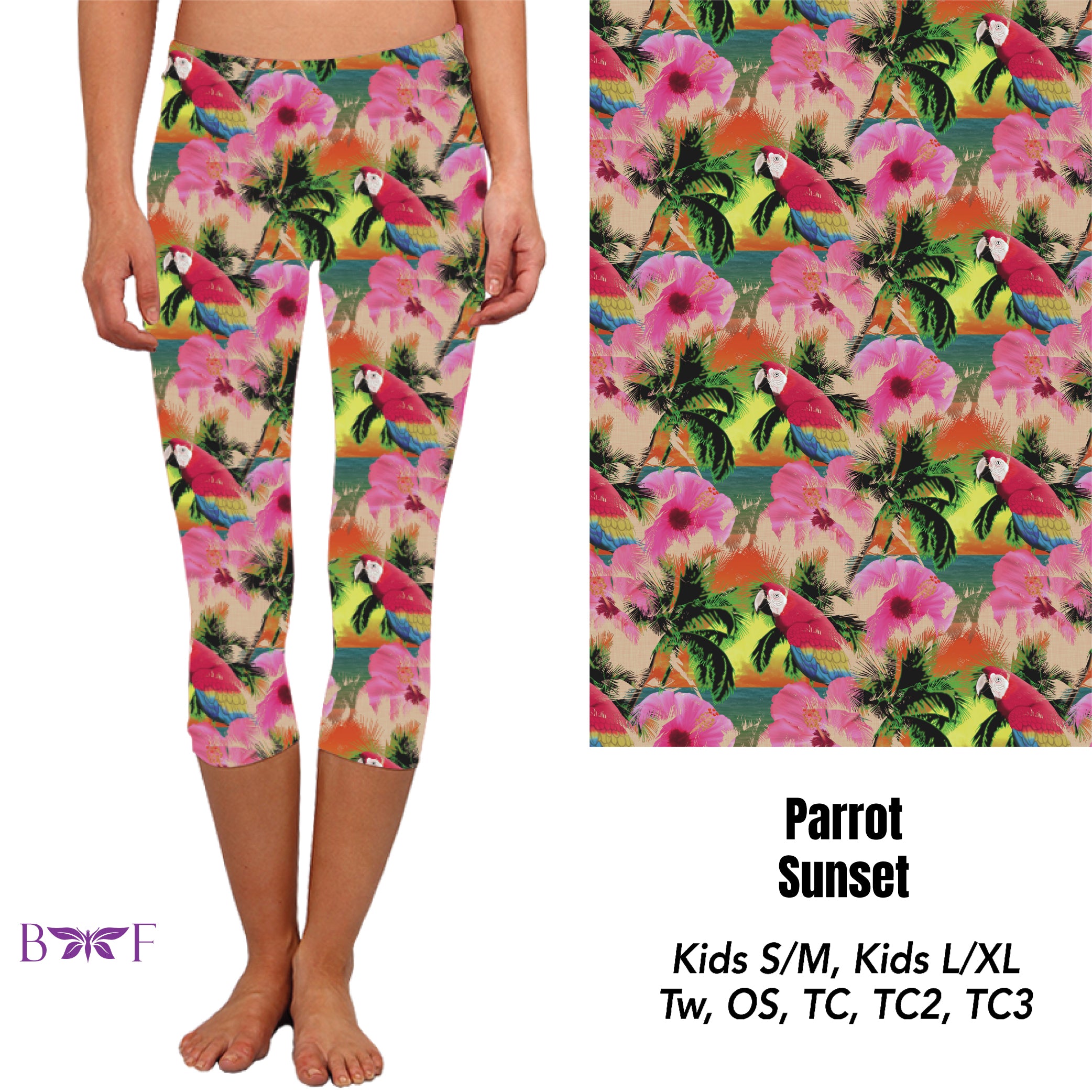Parrot sunset capri with pockets