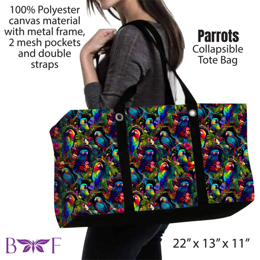 Parrots large tote and 2 inside mesh pockets