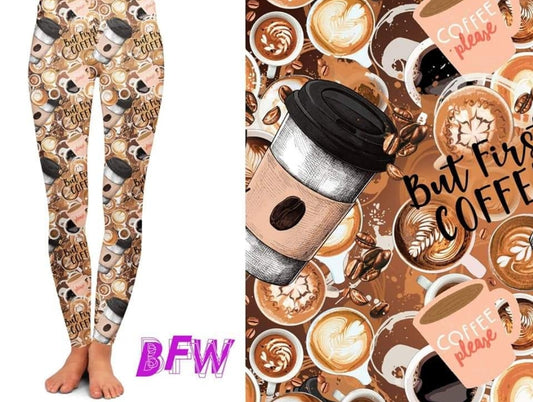 But first coffee leggings and joggers with pockets