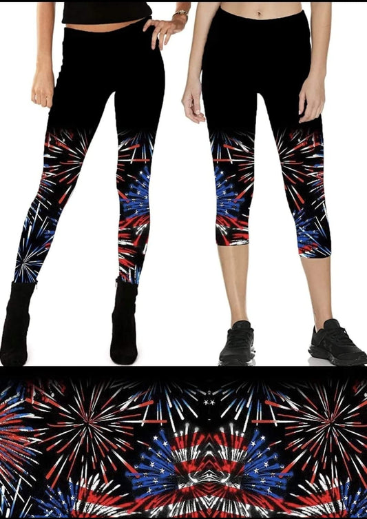 USA Fireworks Leggings, Capris, Lounge Pants, Joggers, and Shorts