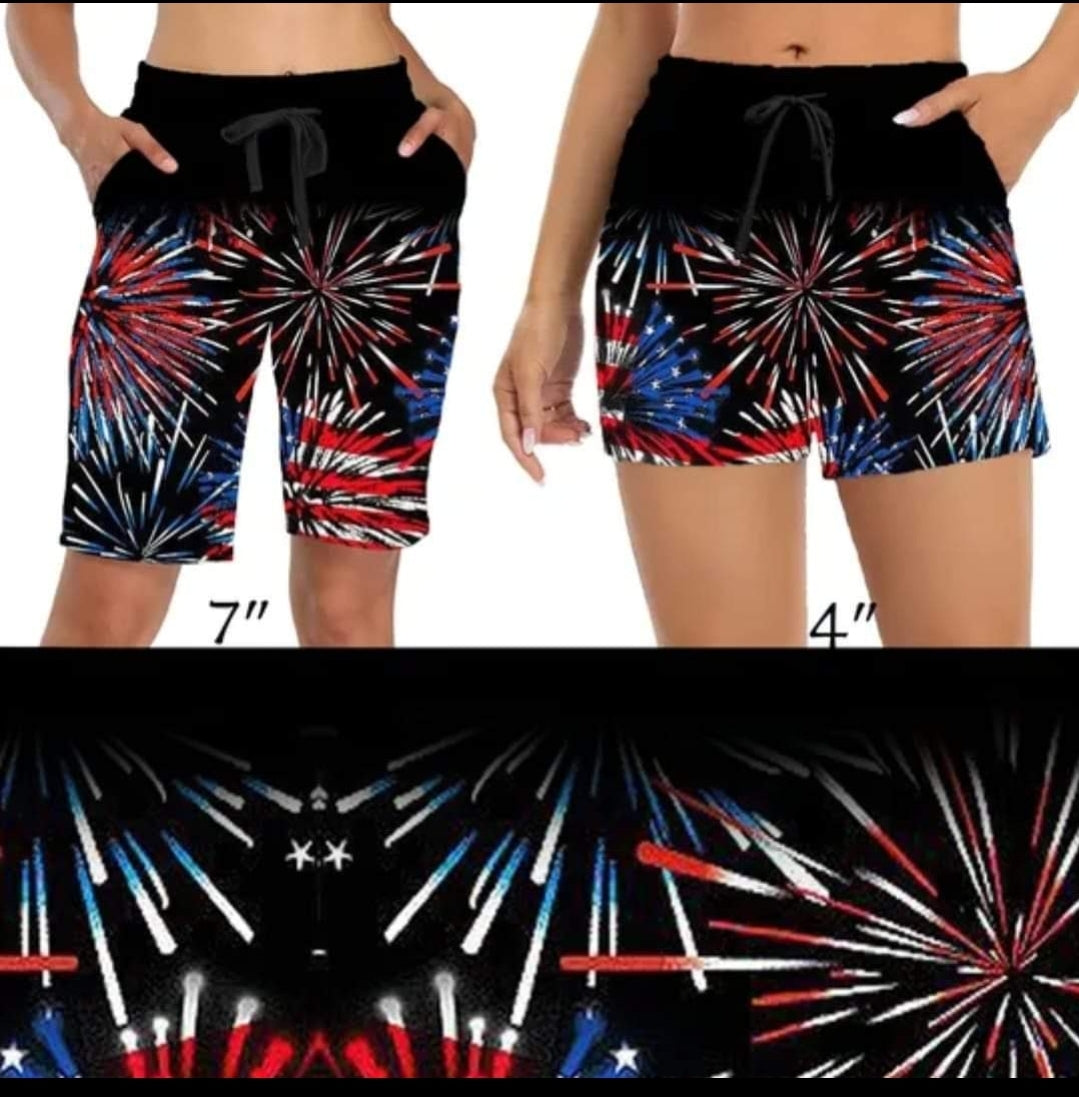 USA Fireworks Leggings, Capris, Lounge Pants, Joggers, and Shorts