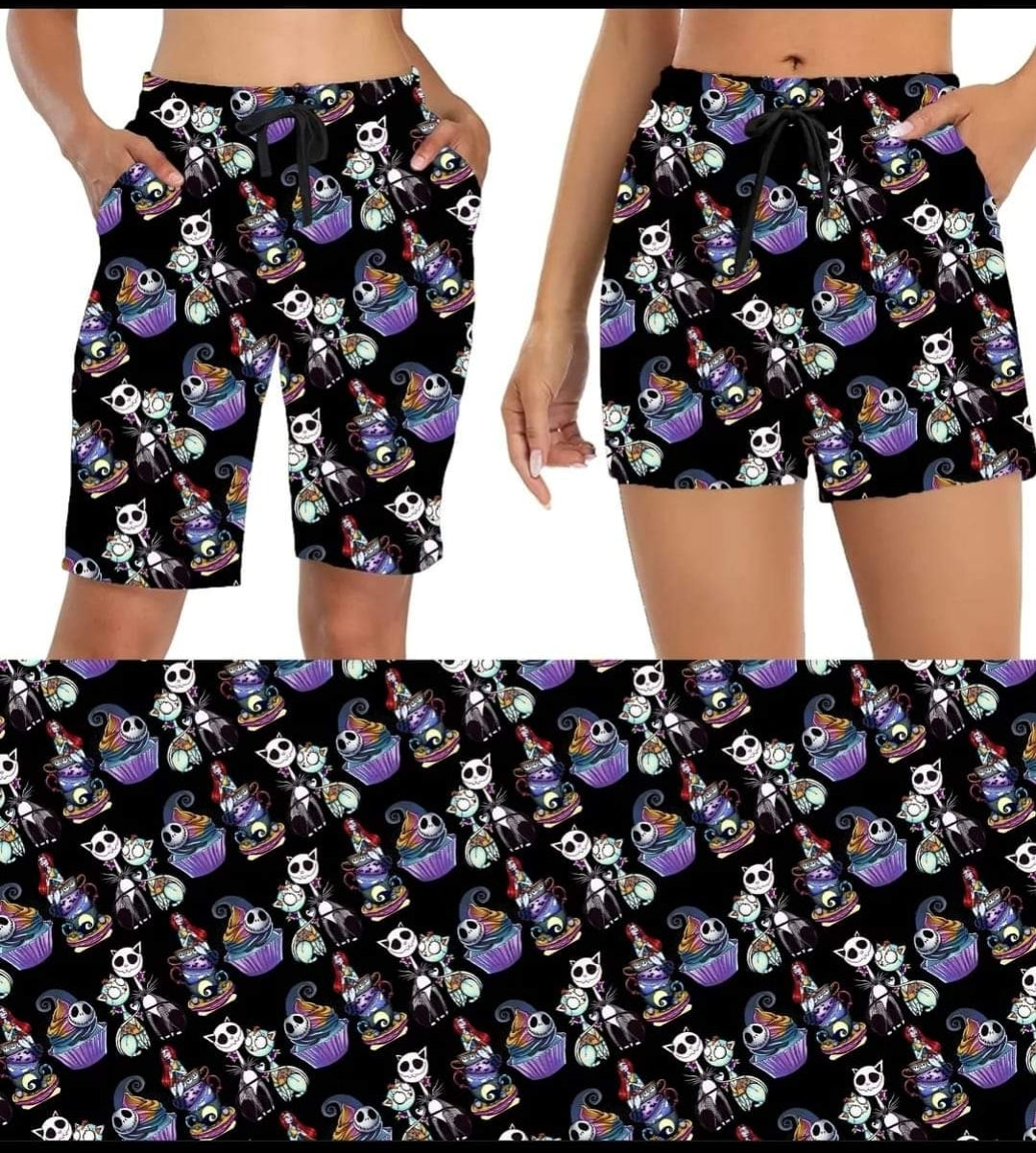 Christmas nightmare  4" - 7" jogger shorts and leggings with pockets