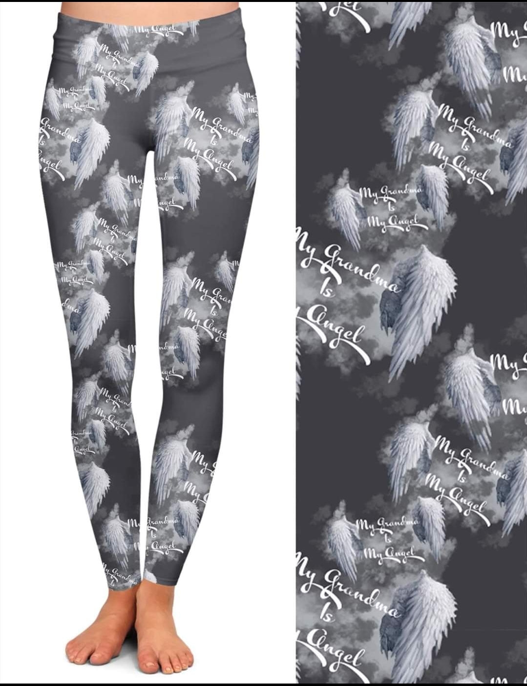 My Grandma is my angel leggings with and without pockets, and joggers in petite and full length