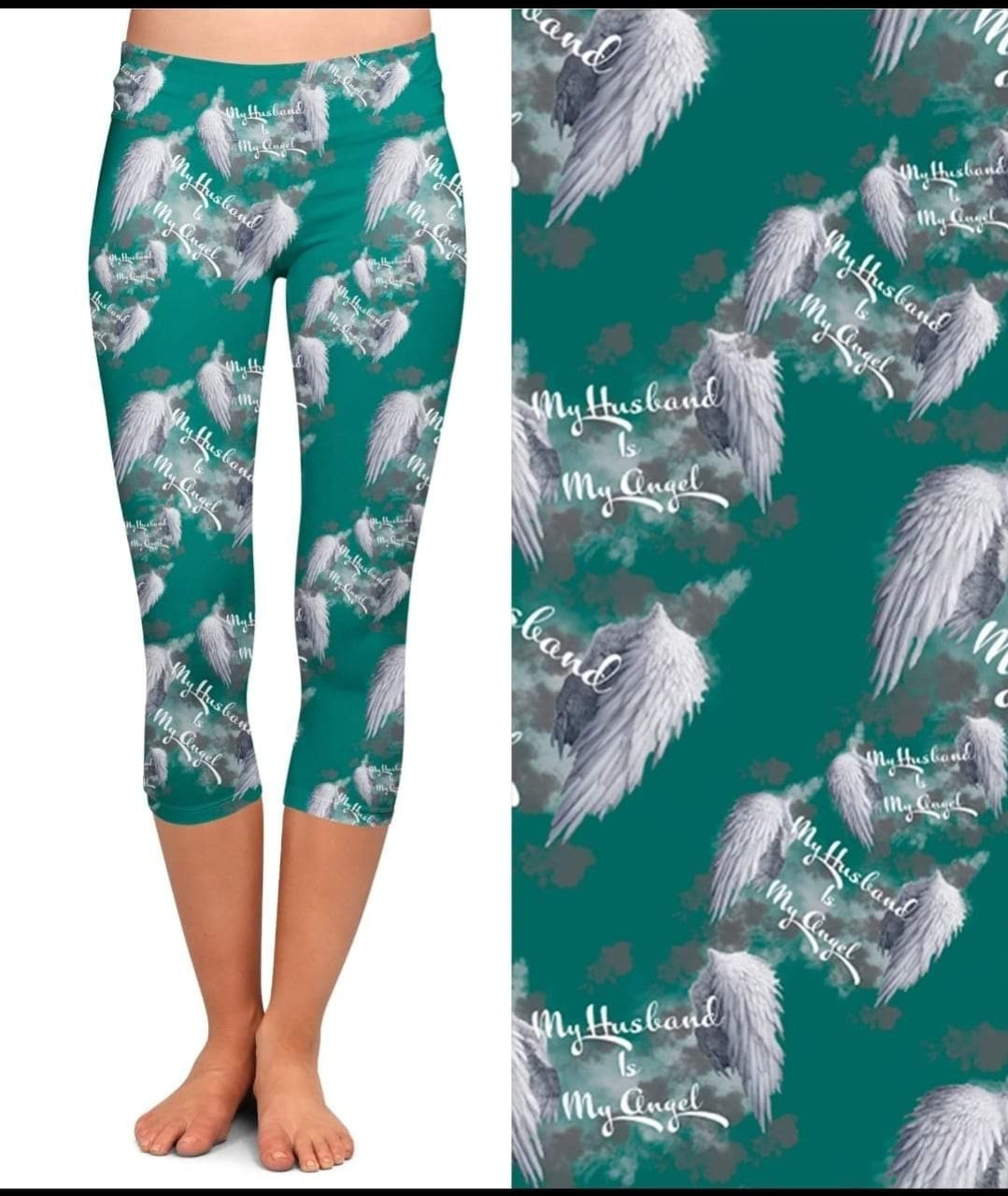 My Husband is my angel leggings, capris, joggers, and petite joggers