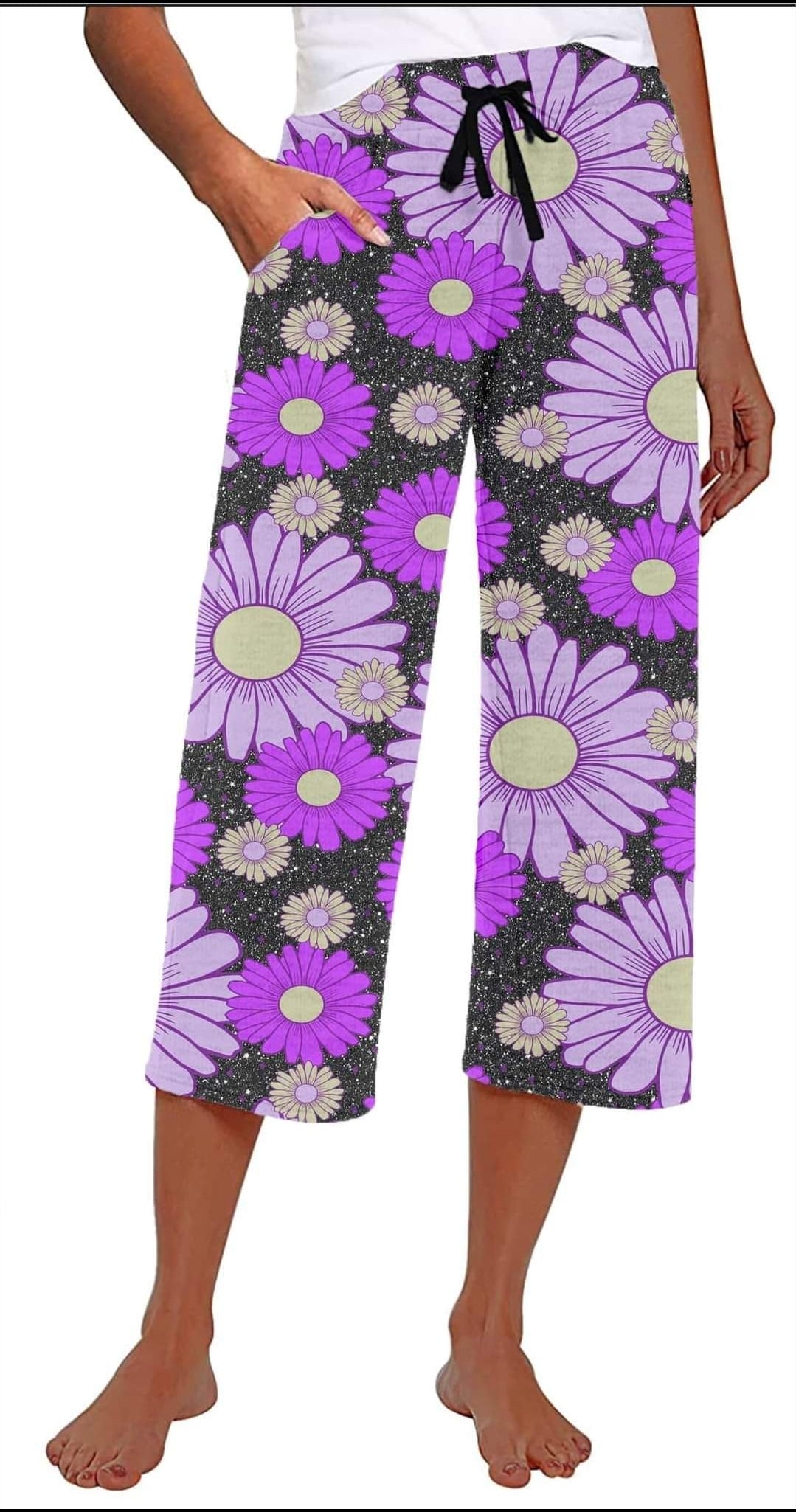 Purple Daisy Leggings and Capri Joggers