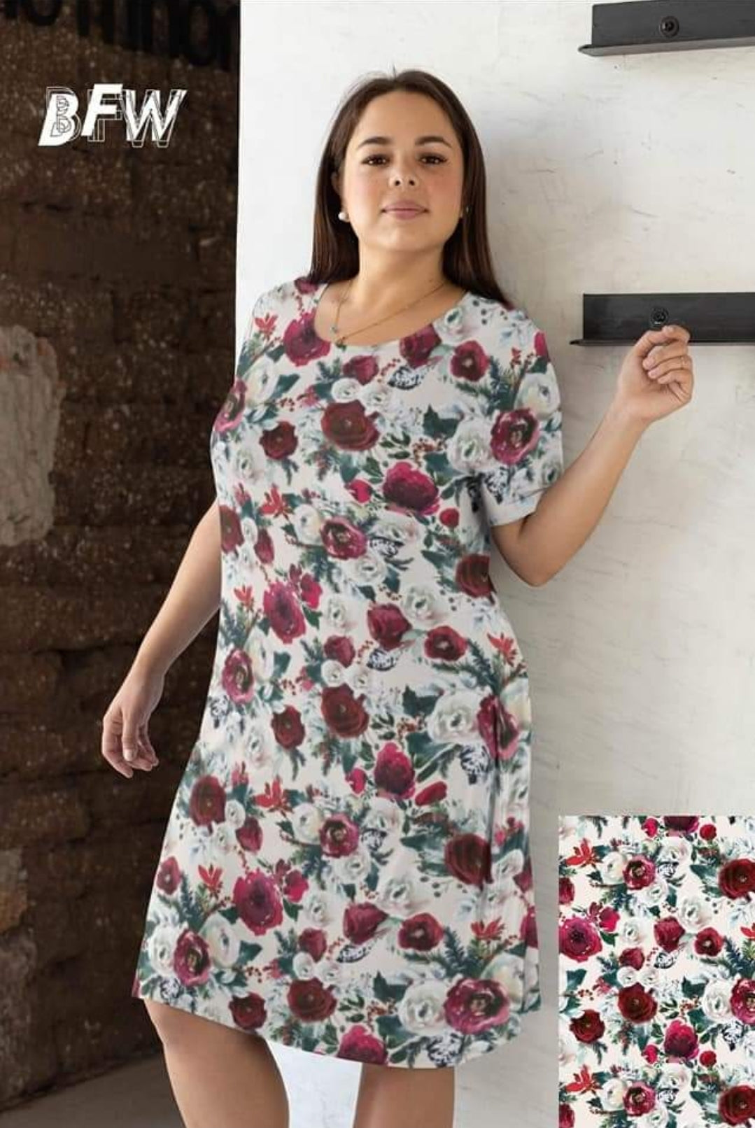 Winter Floral dress with pockets xs-5x