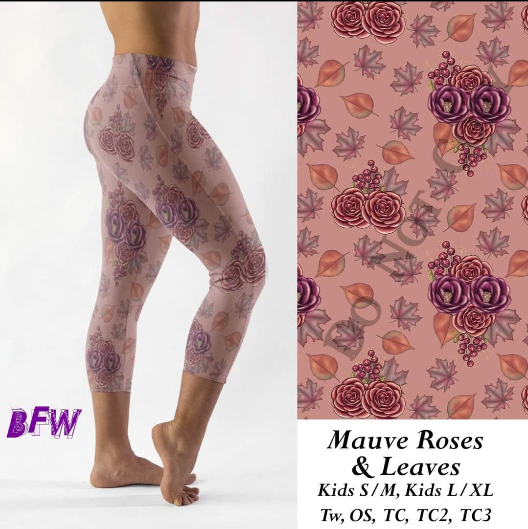 Mauve Roses leggings and Capris