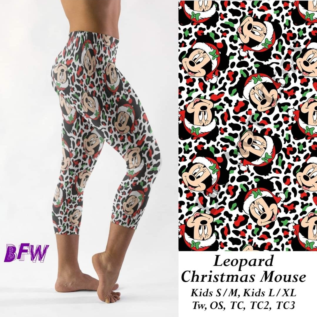Leopard Christmas mouse leggings, capris, lounge pants and joggers